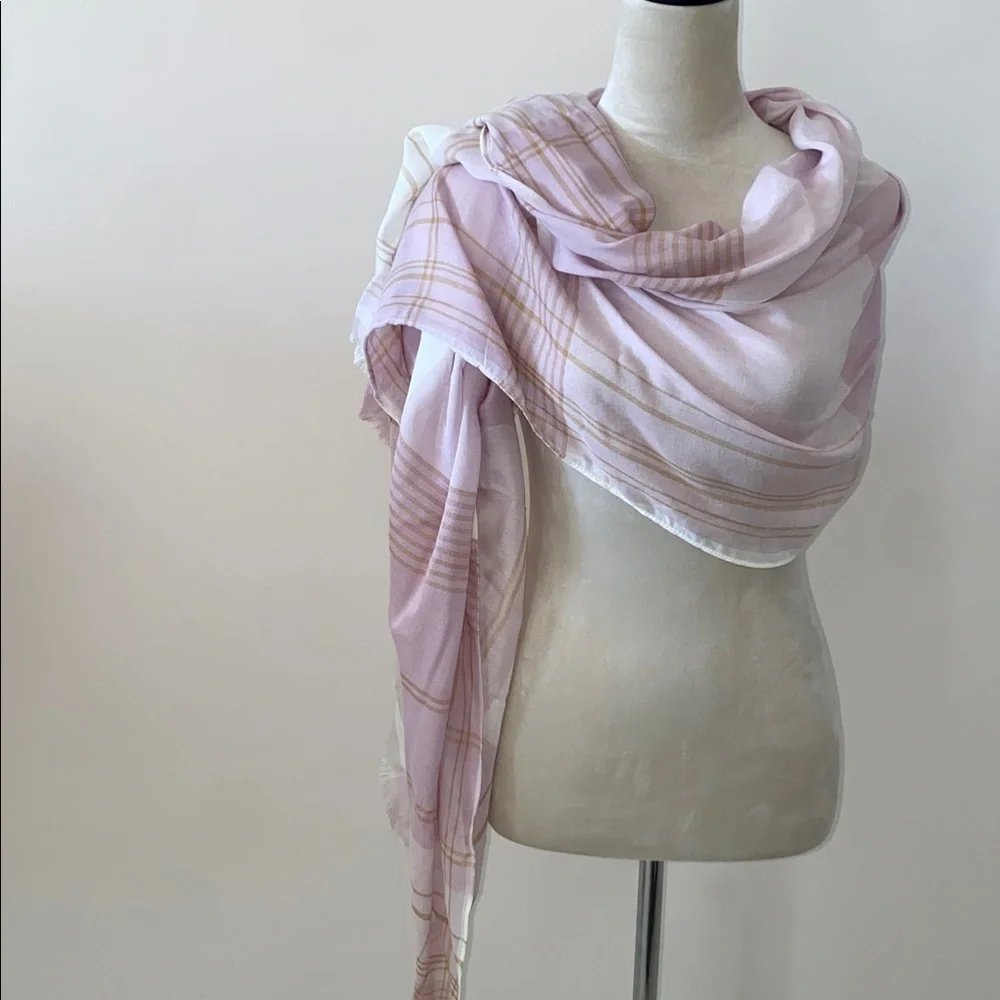 a new day Pink / lilac and White Striped Scarf